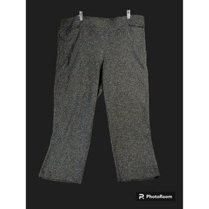 Avenue Pants Women's 22 Black White Tweed Pull On Pockets Straight Leg Career